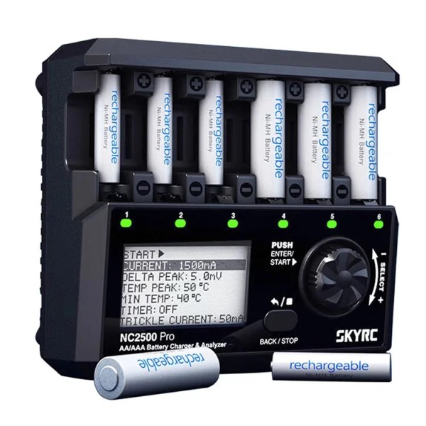 SKYRC NC2500 Pro NiMH NiCd Battery QC3.0 Charger for AA AAA Rechargeable Batteries Universal LCD Smart Battery 3in1 Fast Charger
